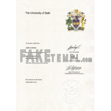 United Kingdom University of Bath fake diploma photoshop template PSD