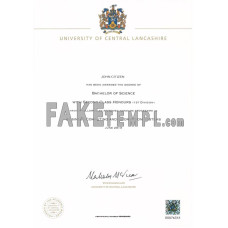 United Kingdom University of Central Lancashire fake diploma photoshop template PSD