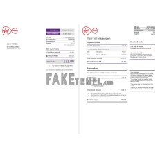 United Kingdom Virgi Media fake Invoice Word and PDF template, 2 pages