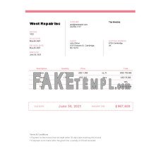 United Kingdom West Repair Inc fake Invoice Word and PDF template