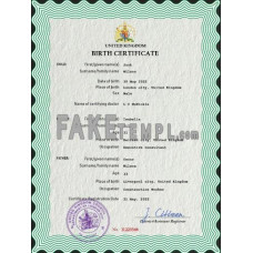 United Kingdom fake birth certificate photoshop template PSD 