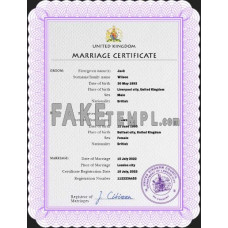 United Kingdom fake marriage certificate photoshop template PSD 