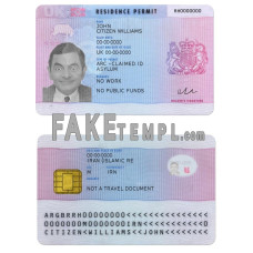 United Kingdom fake residence permit PSD template, version 2