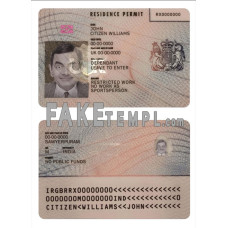 United Kingdom fake residence permit PSD template