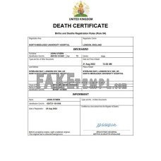 United Kingdom vital record fake death certificate Word and PDF template