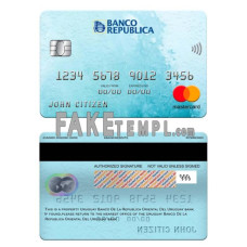 Uruguay Banco De La Republica Oriental Del Uruguay bank fake mastercard photoshop template PSD