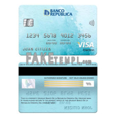 Uruguay Banco De La Republica Oriental Del Uruguay bank fake visa electron card photoshop template PSD