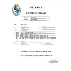 Uruguay fake death certificate Word and PDF template