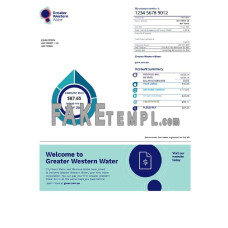 Australia Greater Western fake water utility bill Word and PDF template