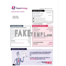 Australia People Energy fake electricity utility bill Word and PDF template