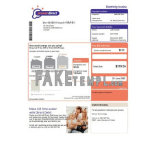 Australia Powerdirect fake electricity utility bill Word and PDF template