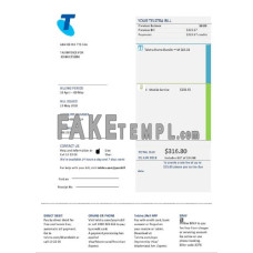 Australia Telstra telecommunications fake utility bill Word and PDF template