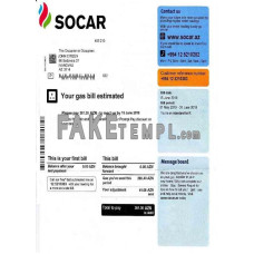 Azerbaijan Socar Gas fake utility bill Word and PDF template