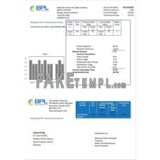 Bahamas Power and Light Company fake utility bill Word and PDF template