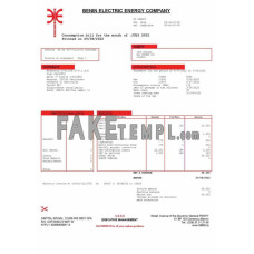 Benin Electric Company fake utility bill Word and PDF template