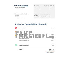 Brazil Braziliero Telecom telecommunication fake utility bill Word and PDF template