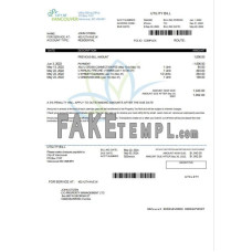 Canada British Columbia City of Vancouver fake utility bill Word and PDF template