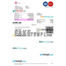 Czech Republic T-Mobile fake utility bill Word and PDF template