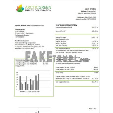 Iceland Arctic Green Energy Corporation fake utility bill Word and PDF template