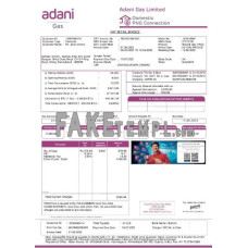 India Adani gas fake utility bill Word and PDF template