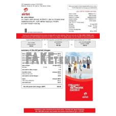 India Airtel telecommunication services fake utility bill Word and PDF template