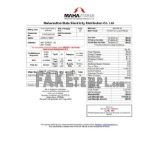 India Mahavitaran Co Ltd fake utility bill Word and PDF template