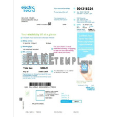 Ireland Electric Ireland fake utility bill Word and PDF template