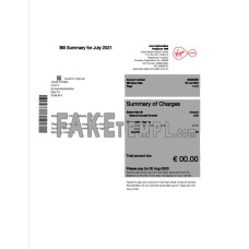 Ireland Virgin media fake utility bill Word and PDF template, version 1