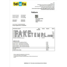 Italy TeleTu fake utility bill Word and PDF template