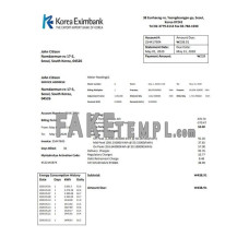 South Korea Eximbank fake utility bill Word and PDF template