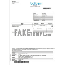 Latvia Baltcom telecommunications fake utility bill Word and PDF template (Latvian version)