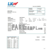 Liechtenstein Ische Kraftwerke (LKW) fake electricity utility bill Word and PDF template