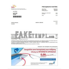 Lithuania Teo fake utility bill Word and PDF template