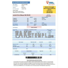 Malaysia Tenaga Nasional fake electricity utility bill Word and PDF template