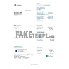 Netherlands SA fake water utility bill Word and PDF template