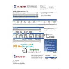 New Zealand Air Liquide gas fake utility bill Word and PDF template