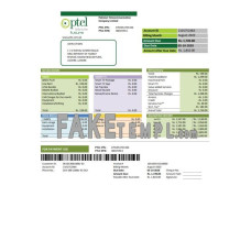 Pakistan PTCL fake utility bill Word and PDF template