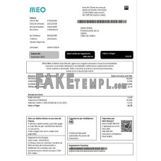 Portugal MEO fake utility bill Word and PDF template