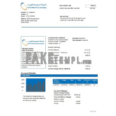 Saudi Arabia Saudi Electricity Company fake electricity utility bill Word and PDF template