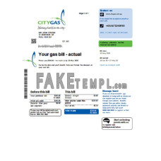 Singapore City Gas fake utility bill Word and PDF template