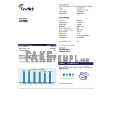 Singapore I Switch fake electricity utility bill Word and PDF template