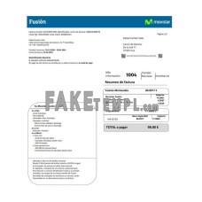 Spain Movistar Fusion telecom operator fake utility bill Word and PDF template