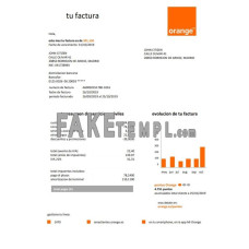 Spain Orange easy fillable fake utility bill Word and PDF template