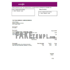 Spain Renfe fake utility bill Word and PDF template