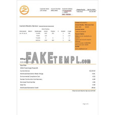 Tajikstan Barqi Tojik fake electricity utility bill Word and PDF template