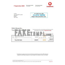 United Kingdom Vodafone fake utility bill Word and PDF template