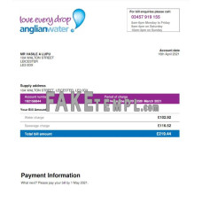 USA Anglian fake water utility bill Word and PDF template