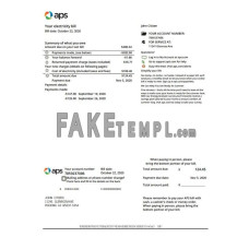 USA Arizona APS fake electricity utility bill Word and PDF template