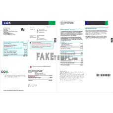 USA COX digital cable television fake utility bill Word and PDF template, 2 pages