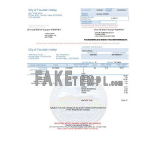 USA California City of Fountain Valley fake utility bill Word and PDF template